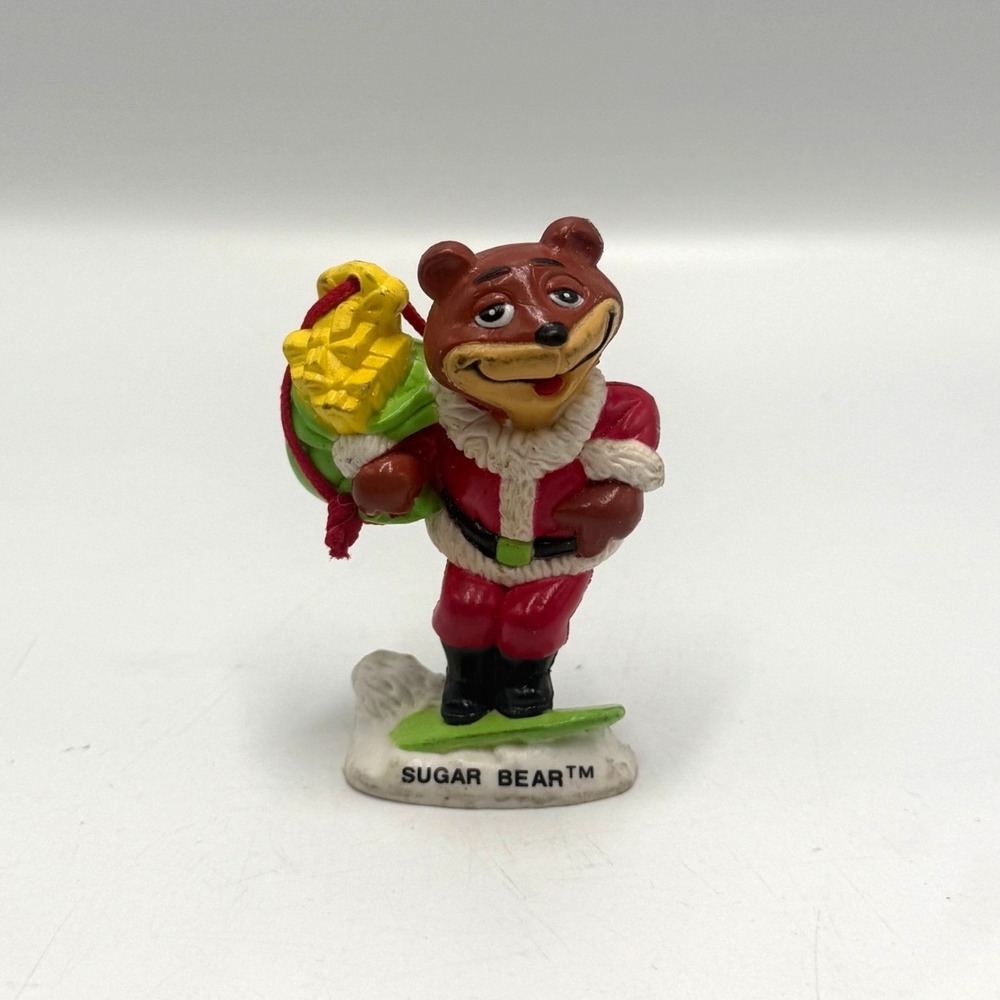 Vintage 1993 Post Sugar Bear Cereal Mascot Santa Snowboarding Figurine Kraft